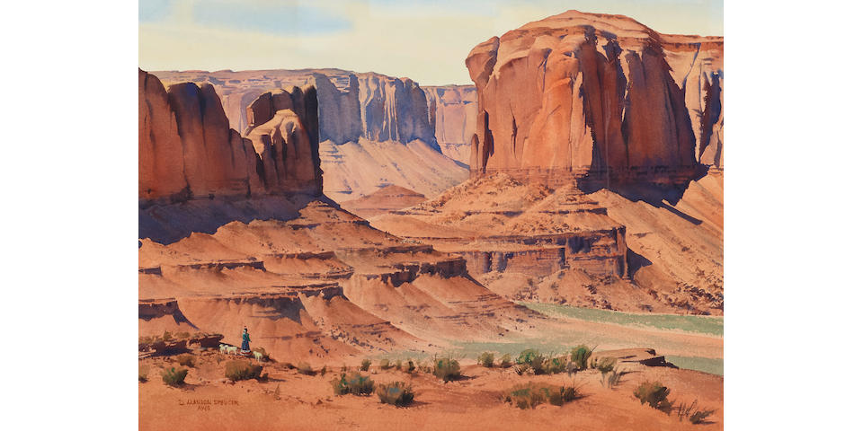 Duncan Alanson Spencer (1911-1999) Canyon de Chelly sight 20 1/2 x 29 in.  framed 31 x 38 1/2 in.