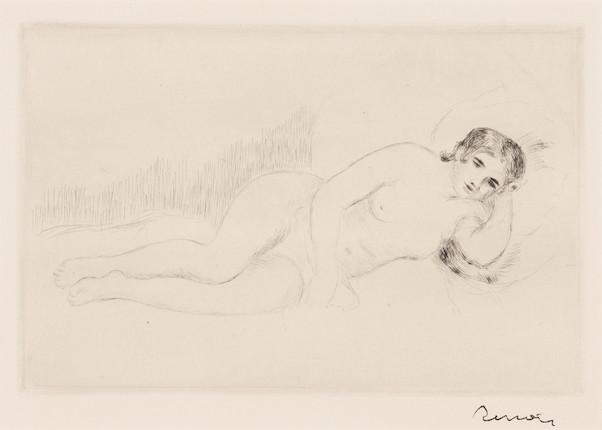 Pierre-Auguste Renoir (1841-1919); Femme Nue Couchée (Tournée à Droite), Première Planche; image 1