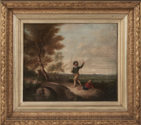 James Bogle (American, 1817-1873) Two Boys Fishing 10 x 12 in. (25.3 x 30.3 cm) framed 15 3/8 x 17 1/2 in. image 2
