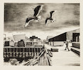 Thumbnail of William Sharp (American, 1900-1961); Gulls and Pier; image 2