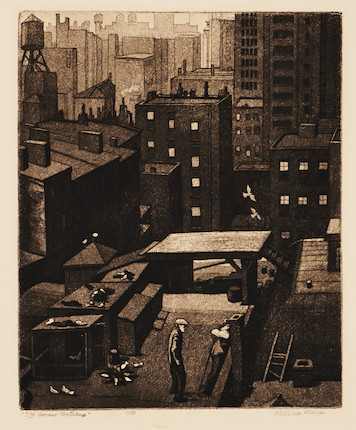 William Sharp (American, 1900-1961); Three New York Views Third Avenue Nocturn, Manhattan Gossip, and Blue Monday on Second Ave; image 2