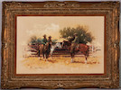 Thumbnail of Melvin Charles Warren (American, 1920-1995) Three Cowboys 24 x 36 in. (61.0 x 91.0 cm) framed 35 1/4 x 47 3/8 in. image 6