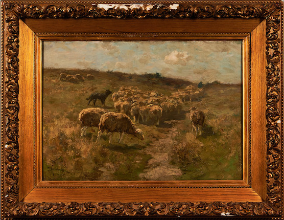 Henry Singlewood Bisbing (American, 1849-1933) Summer Day in the Hills 20 x 29 in. (50.0 x 73.5 cm) period frame 30 1/2 x 39 in. image 6