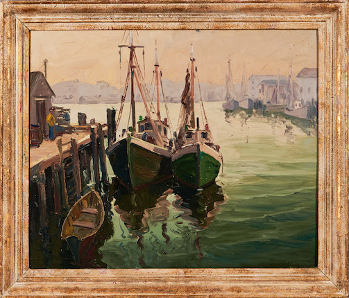 Melville F. Stark (American, 1903-1987) Gloucester Harbor 24 1/2 x 29 5/8 in. (62.5 x 75.5 cm) framed 30 1/4 x 35 1/2 x in. image 6
