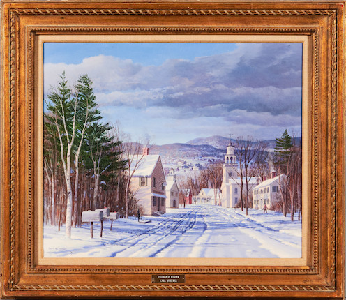 Carl Wuermer (American, 1900-1982) Village in Winter 20 x 24 in. (50.8 x 61.0 cm) framed 27 x 31 in. image 6