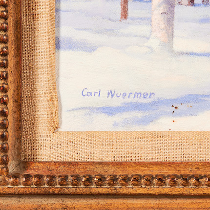Carl Wuermer (American, 1900-1982) Village in Winter 20 x 24 in. (50.8 x 61.0 cm) framed 27 x 31 in. image 5