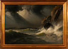 Thumbnail of George Washington Nicholson (American, 1832-1912) Seascape with Rocks 24 x 34 in. (61.0 x 86.3 cm) framed 28 1/2 x 39 in. image 6