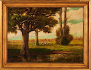 Thumbnail of William Morris Hunt (American, 1824-1879) Landscape with Majestic Trees and Distant Grazing Flock 16 x 22 in. (40.5 x 55.5 cm) framed 19 1/2 x 25 1/2 in. image 6