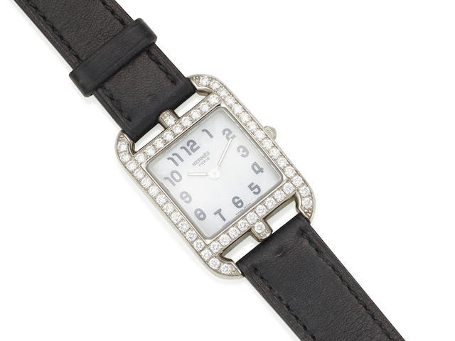 HERM&#200;S: A STAINLESS STEEL AND DIAMOND WRISTWATCH