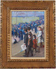 Thumbnail of Gertrude Fiske (American, 1879-1961) Race Day 14 x 10 in. (35.5 x 25.5 cm) framed 20 1/8 x 16 1/8 in. image 2