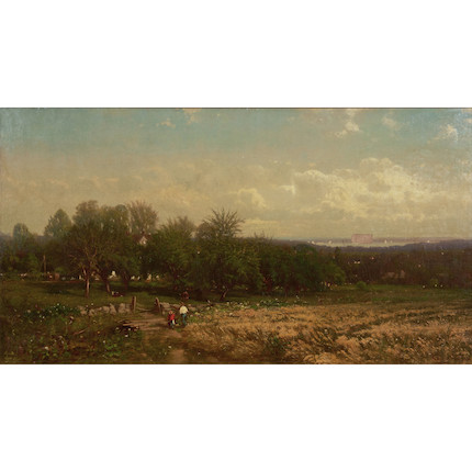 Edward B. Gay (American, 1837-1928) Farm Landscape signed and dated 'Edward Gay 1870' (lower right) 22 x 40 in. (55.9 x 101.6 cm)  (framed 29 3/4 x 47 3/4 in. ) image 1