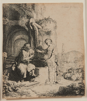Rembrandt Harmensz van Rijn (1606-1669); Christ and the Woman from Samaria Among Ruins; image 1