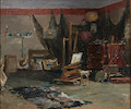 Thumbnail of Charles Herbert Woodbury (American, 1864-1940) Studio Interior 10 x 12 in. (25.4 x 30.5 cm) framed 15 1/2 x 17 1/2 in. image 1