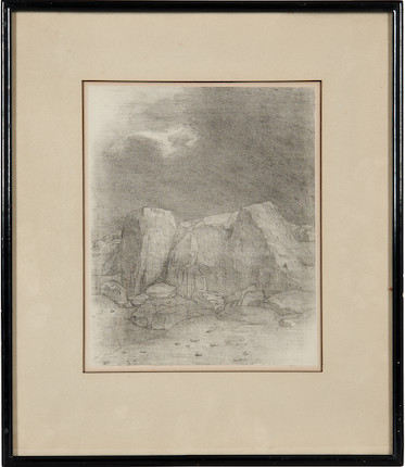 Odilon Redon (1840-1916); Et il distingue une plaine aride et mamelonneuse, plate 7 from Tentation de Saint-Antoine; image 2