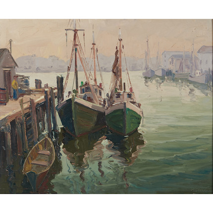 Melville F. Stark (American, 1903-1987) Gloucester Harbor 24 1/2 x 29 5/8 in. (62.5 x 75.5 cm) framed 30 1/4 x 35 1/2 x in. image 1