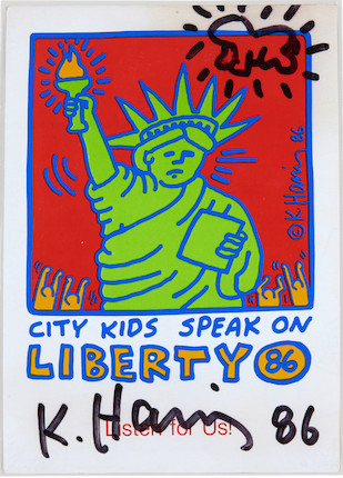 After Keith Haring (1958-1990); City Kids Speak on Liberty; image 1