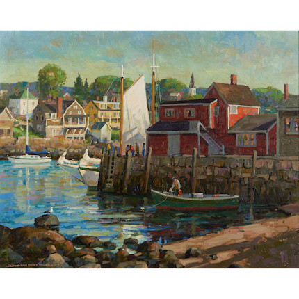 Donald Allen Mosher (American, 1945-2014) Inside Harbor, Ebb Tide 24 x 30 in. (60.8 x 76.2 cm) framed 32 3/8 x 38 1/2 in. image 1