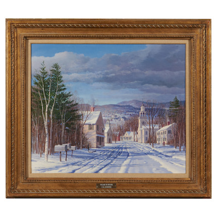 Carl Wuermer (American, 1900-1982) Village in Winter 20 x 24 in. (50.8 x 61.0 cm) framed 27 x 31 in. image 3