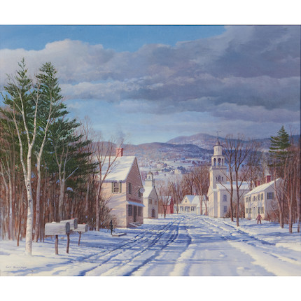 Carl Wuermer (American, 1900-1982) Village in Winter 20 x 24 in. (50.8 x 61.0 cm) framed 27 x 31 in. image 1