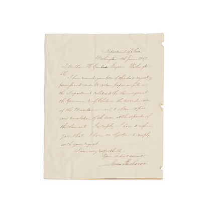 Buchanan, James (1791-1868), Autograph Letter Signed image 1
