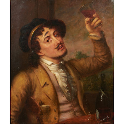 Charles Bird King (American, 1785-1862) The Jolly Glass of Wine 30 x 25 1/4 in. (76.2 x 64.0 cm) framed 35 1/4 x 30 1/4 in. image 1