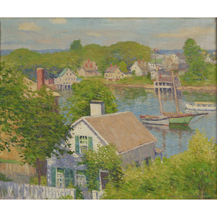 Joseph Eliot Enneking (American, 1881-1942) A Gloucester Homestead 20 x 24 in. (51.0 x 61.3 cm) period frame 23 1/2 x 27 1/4 in. image 1