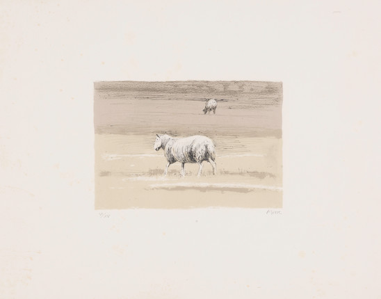 Henry Moore (1898-1986); Sheep in Field; image 1