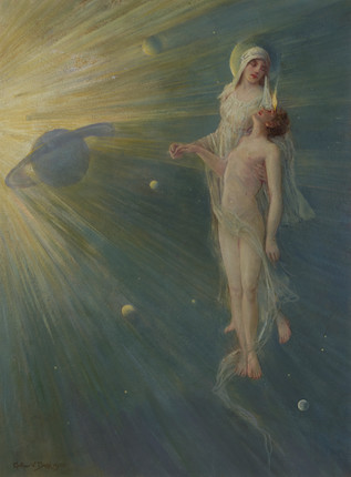 ARTHUR DIEHL (1870-1929) Untitled (Cosmic Salvation)1920oil on board, signed 'Arthur V Diehl' and dated lower left28 3/4 x 21in (73 x 53.3cm) image 1