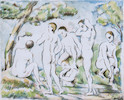 Thumbnail of Paul Cézanne (1839-1906); Les baigneurs - petite planche, alternatively titled Les petits baigneurs; image 1