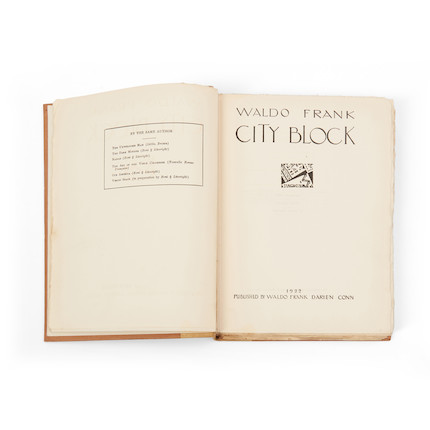 Frank, Waldo (1889-1967) City Block, first edition, Darien, Conn. Waldo Frank, 1922. image 3