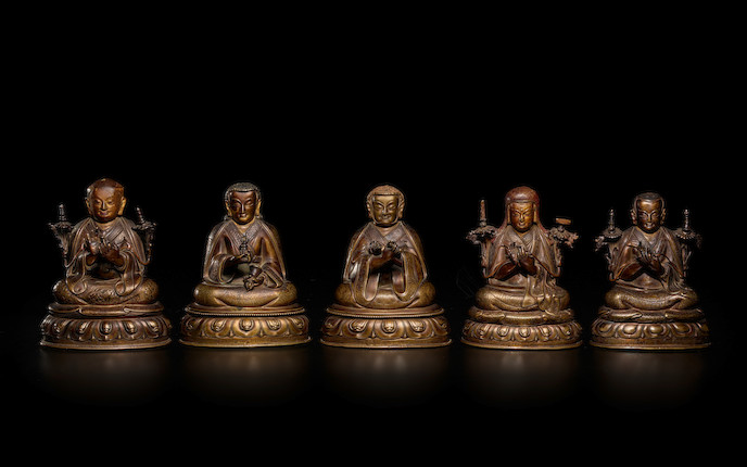 A SET OF COPPER ALLOY PORTRAITS DEPICTING THE FIVE PATRIARCHS OF THE SAKYA ORDER OF TIBETAN BUDDHISM (JETSUN GONGMA NGA) CENTRAL TIBET, TSANG PROVINCE, 15TH/16TH CENTURY image 3