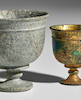 Thumbnail of AN ENGRAVED GILT BRONZE STEMCUP AND A POLISHED STONE STEMCUP Tang dynasty (2) image 2
