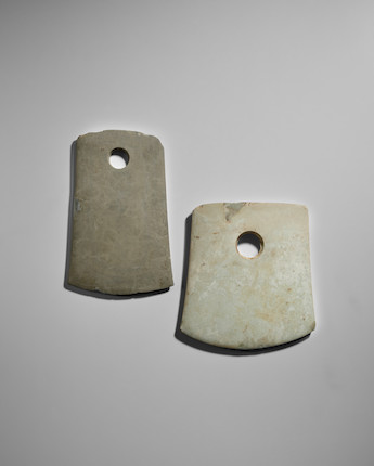 TWO NEOLITHIC GREY STONE AXES, FU circa 5th-3rd millenium B.C. (2) image 1