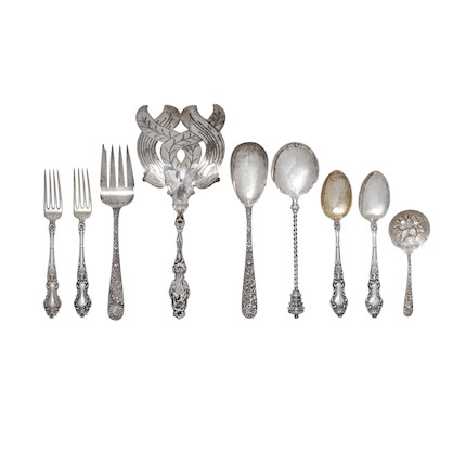 A GROUP OF AMERICAN AND ENGLISH STERLING SILVER FLATWARE PIECES by various makers image 1
