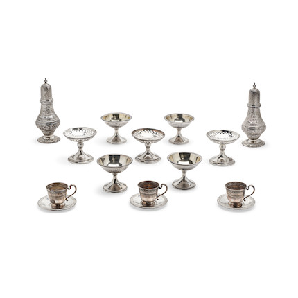 A GROUP OF AMERICAN STERLING SILVER SHERBET STANDS AND DINING ARTICLES by various makers image 1