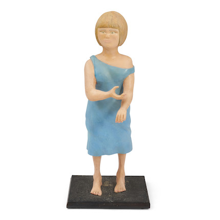 Carved Polychrome Figure of a Girl, Sherman Hensal (1937-2014), Akron, Ohio, c. 1980. image 1