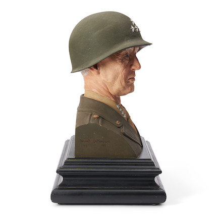 Carved and Painted Life-sized Bust of George S. Patton, Armand LaMontagne (b. 1938), Scituate, Rhode Island, 1983. image 4