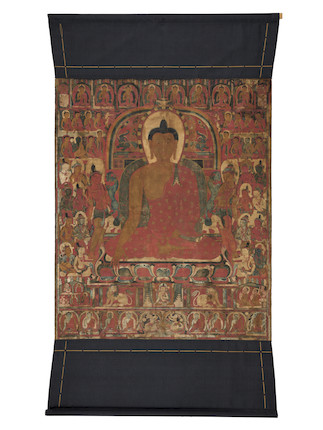 A THANGKA OF THE BUDDHA TIBET, LATE 12TH/EARLY 13TH CENTURY image 2
