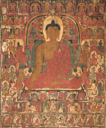 A THANGKA OF THE BUDDHA TIBET, LATE 12TH/EARLY 13TH CENTURY image 1