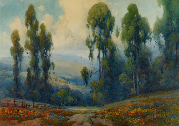 Percy Gray (1869-1952) Path to the Blue Mountains sight 20 x 27 in.  framed 32 1/2 x 40 1/4 in. image 1