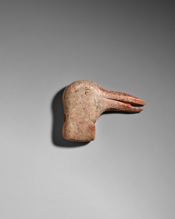 A NEOLITHIC JADE BIRD-HEAD FORM FINIAL Hongshan culture, circa 3500-2500 B.C. image 1