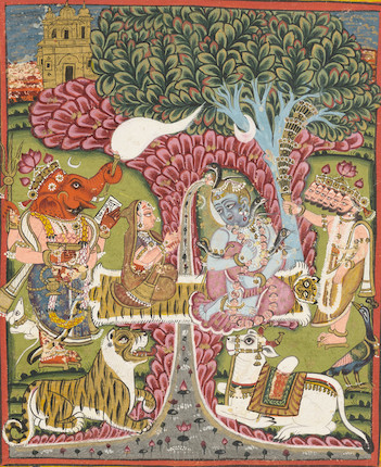 AN ILLUSTRATION FROM A DEVI MAHATMYA SERIES THE SAIVITE HOLY FAMILY UNIARA, CIRCA 1760-80 image 1