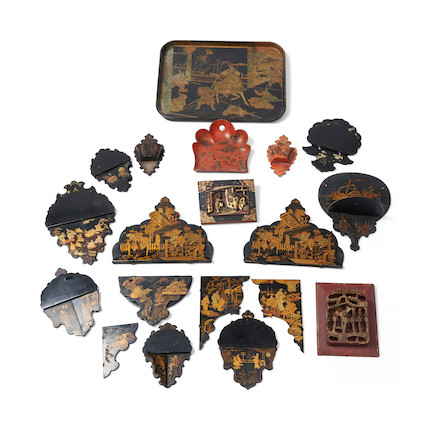 Group of Asian Lacquer and Wood Items image 1