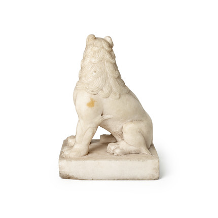 A WHITE MARBLE FIGURE OF SEATED LION Tang Dynasty, 7th-8th Century image 4