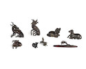 Thumbnail of A GROUP OF EIGHT MINIATURE BRONZE ANIMALS AS WATER DROPPERS OR WEIGHTS 17th to 19th century (8) image 3