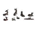Thumbnail of A GROUP OF EIGHT MINIATURE BRONZE ANIMALS AS WATER DROPPERS OR WEIGHTS 17th to 19th century (8) image 1