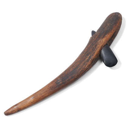A New Guinea hafted stone axe ht. 26 3/4 in. image 1