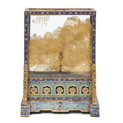 Cloisonne/Gilt-bronze Table Screen Electrified as Lamp image 3
