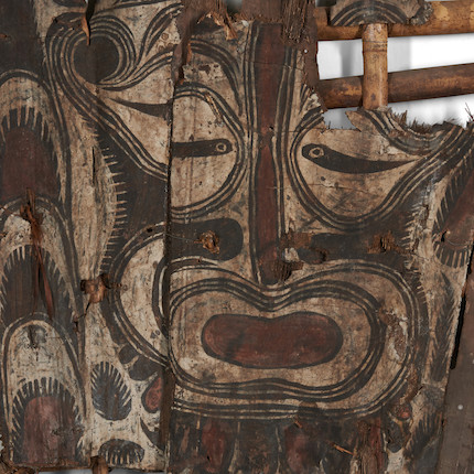A New Guinea painted bark skull rack size 34 x 36 in. image 2