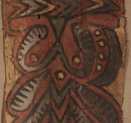 A New Guinea bark painting ht. 36, wd. 14, size of frame 41 1/2 x 18 1/2 in. image 2